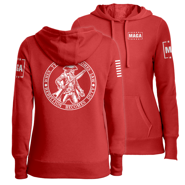 Red / XS When Tyranny Become Law PatriotLadies Hoodie maga trump