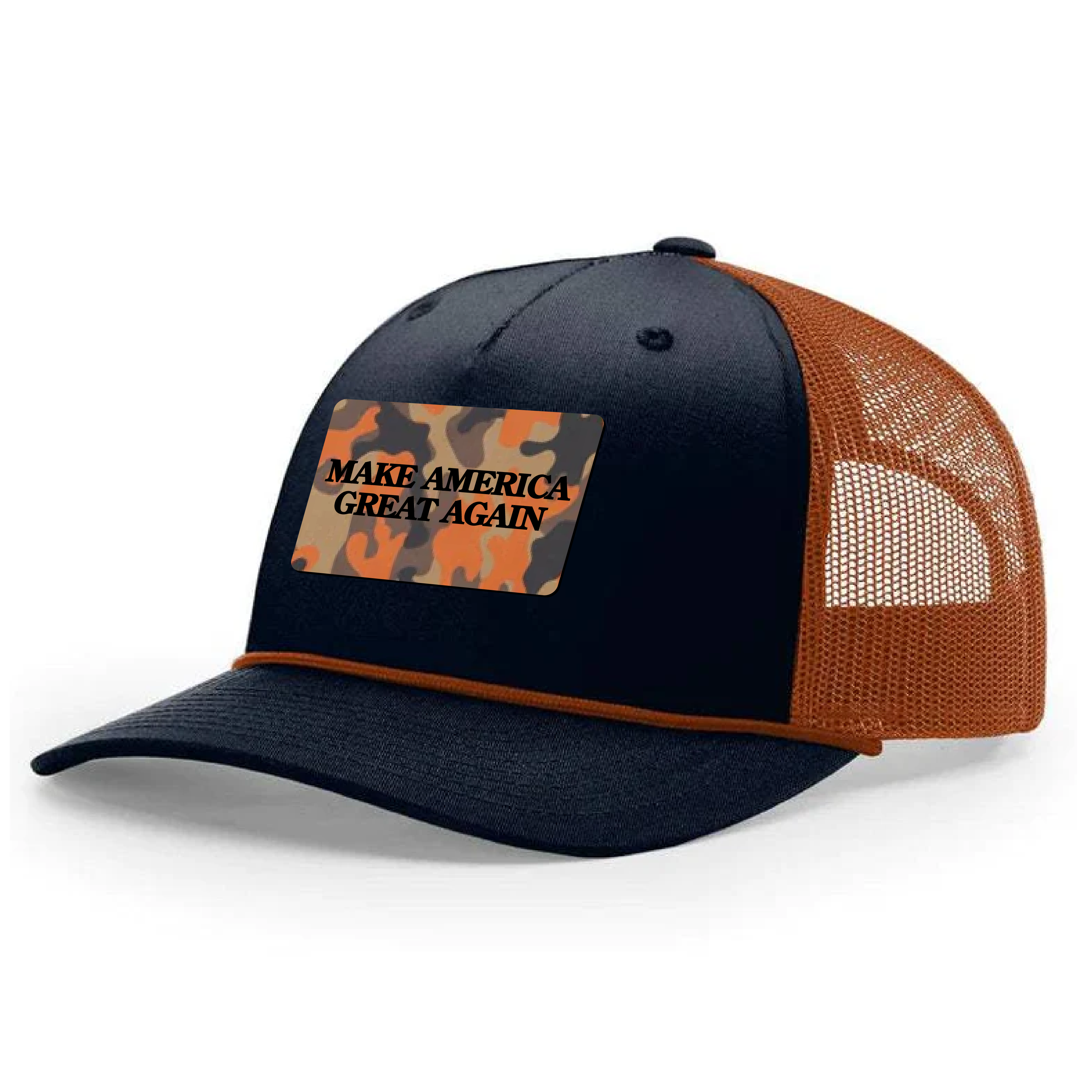 Rope Hat Make America Great Again Orange Duck Camo Patch Hat maga trump