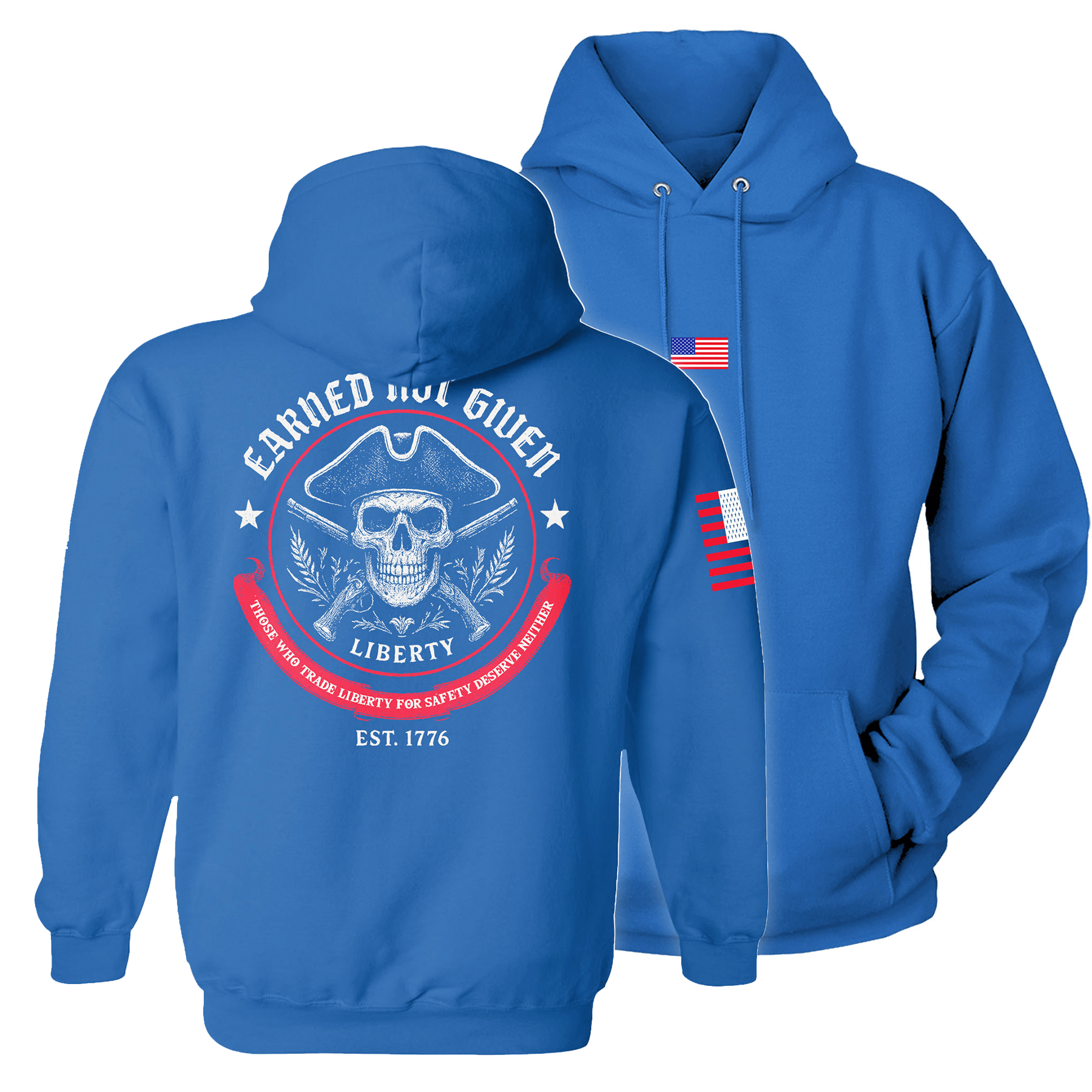 Royal Blue / S Liberty, Earned Not Given Hoodie maga trump