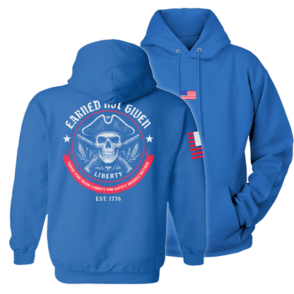Royal Blue / S Liberty, Earned Not Given Hoodie maga trump