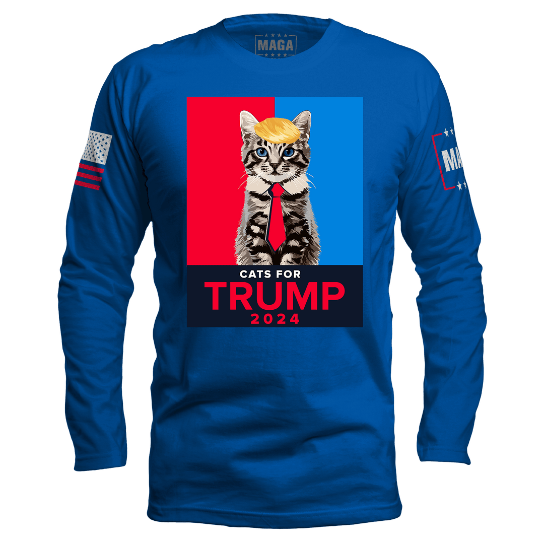 Royal / S Cats For Trump 2024 Long Sleeve maga trump