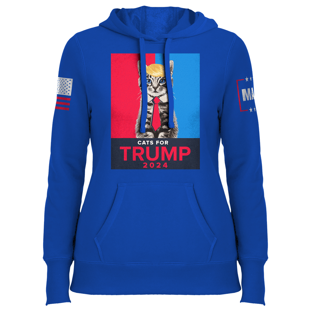 Royal / XS Cats For Trump 2024 Ladies Hoodie maga trump