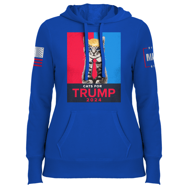 Royal / XS Cats For Trump 2024 Ladies Hoodie maga trump