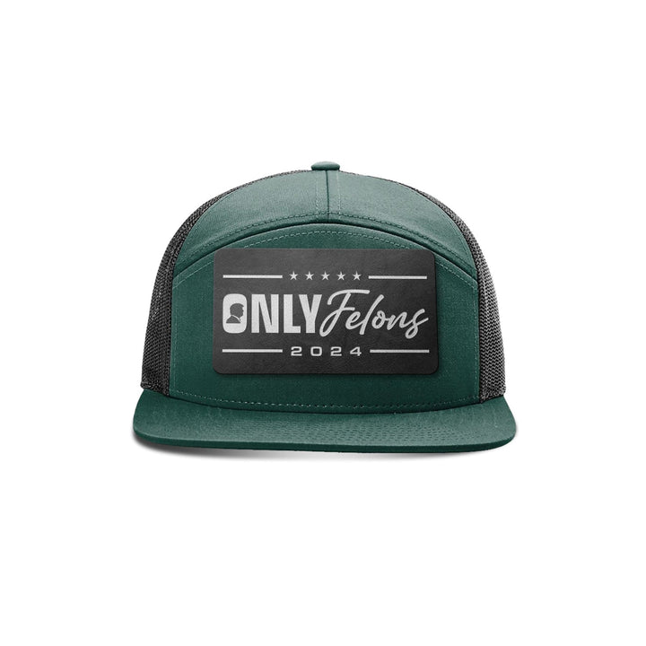 Seven-Panel Trucker Cap / Dark Green/ Black Only Felons 2024 Seven Panel Hat maga trump