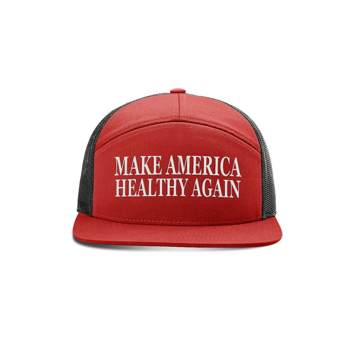 Seven-Panel Trucker Cap / Red/ Black Make America Healthy Again Seven Panel Hat maga trump