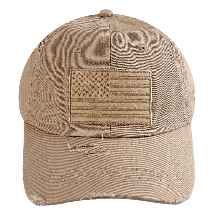 Tan USA Flag Patch Hat maga trump