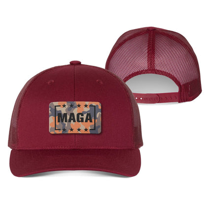 Trucker Hat / Cranberry MAGA Orange Duck Camo Patch Fall Hat maga trump