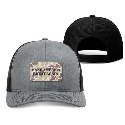 Trucker Hat / Heather Gray/Black Make America Great Again Orange Camo Patch Fall Hat maga trump
