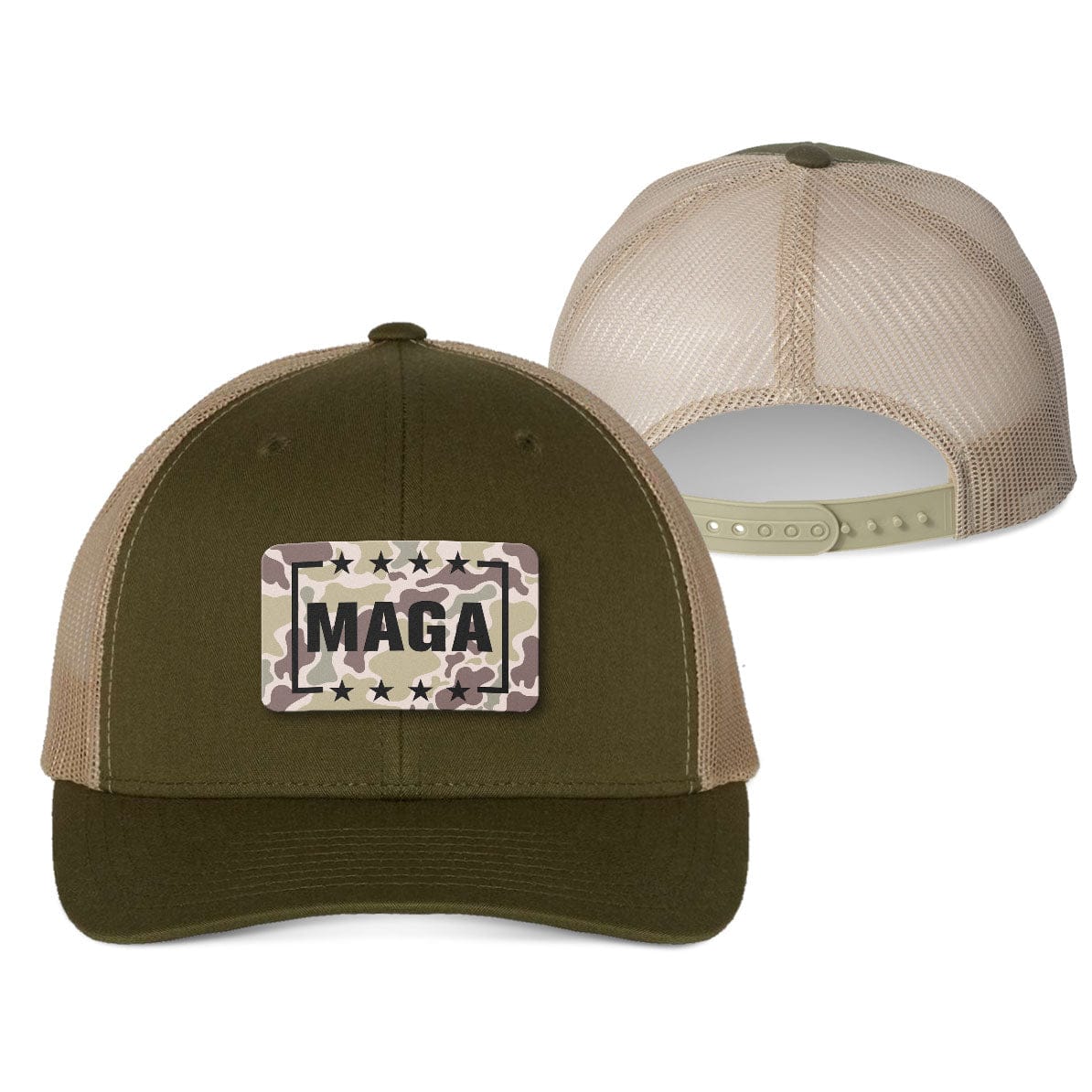 Trucker Hat / Moss/Khaki MAGA Duck Camo Patch Fall Hat maga trump