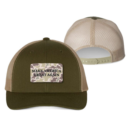 Trucker Hat / Moss/Khaki Make America Great Again Orange Camo Patch Fall Hat maga trump