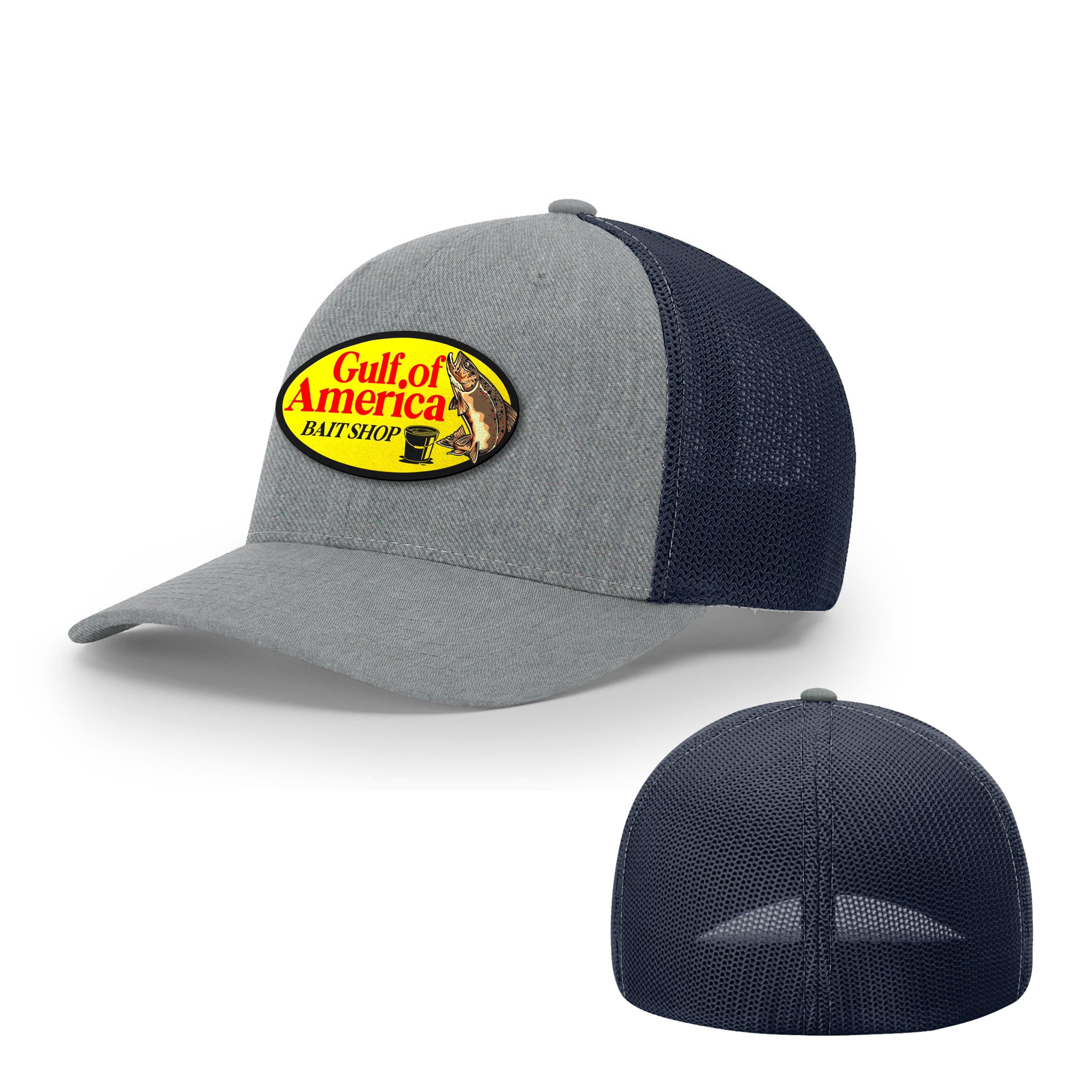 Trucker R-Flex / Heather Gray/Navy / S/M Gulf of America Bait Shop Flexfit Hat maga trump