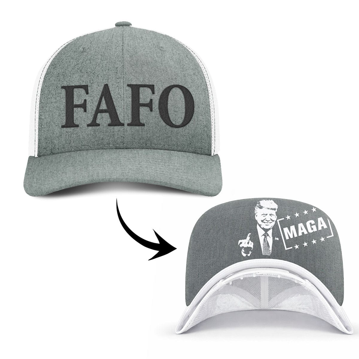 Trucker R-Flex / Heather Gray/White / S/M FAFO Flexfit (MF Hat) maga trump