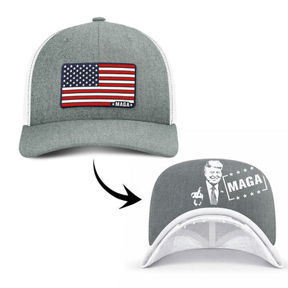 Trucker R-Flex / Heather Gray/White / S/M Maga American Flag Flexfit (MF Hat) maga trump