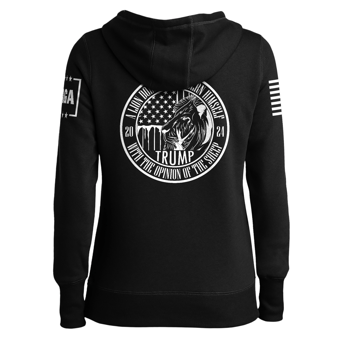 Trump 24 A Lion Does Not Concern Himself Ladies Hoodie maga trump