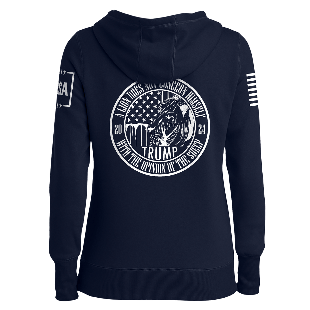 Trump 24 A Lion Does Not Concern Himself Ladies Hoodie maga trump