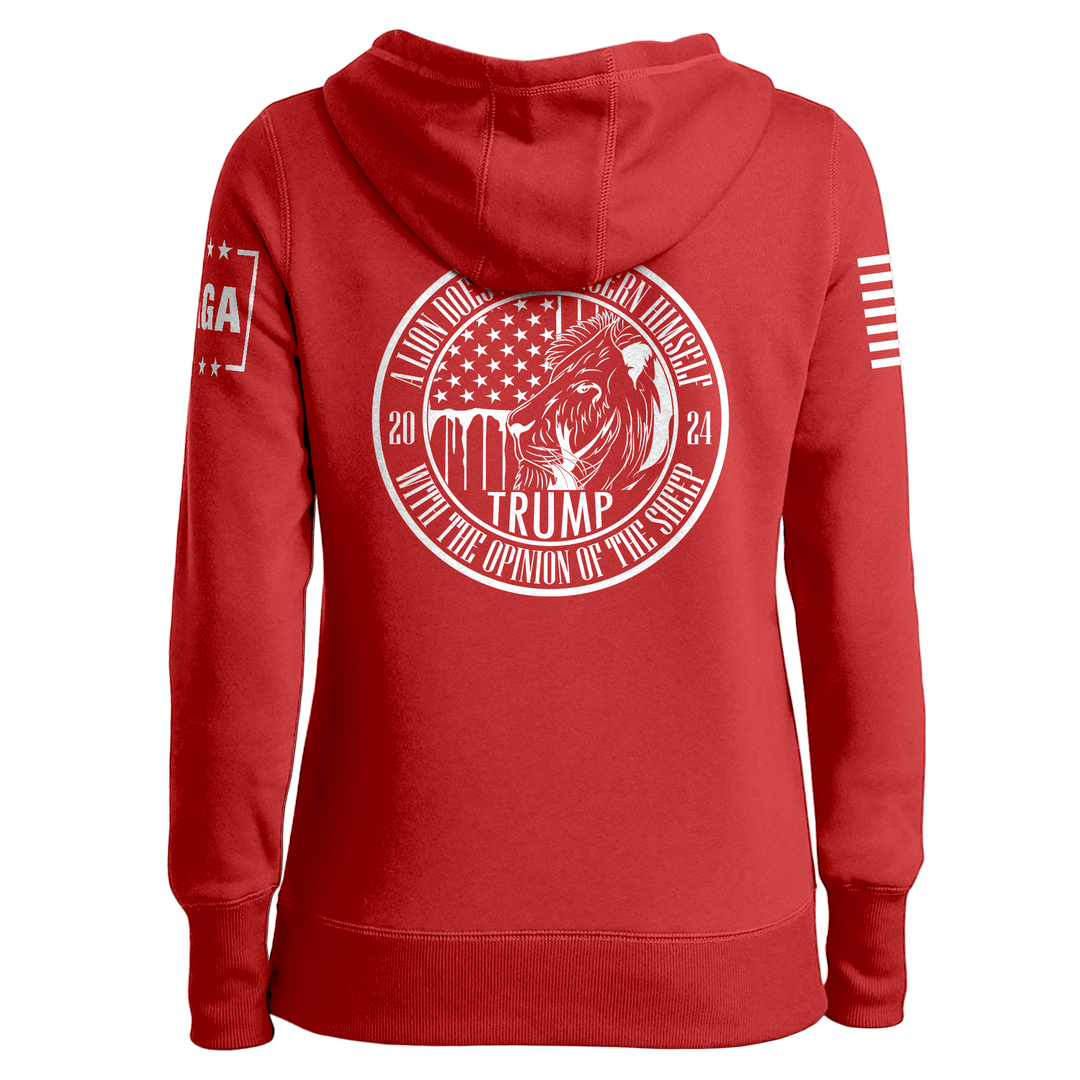 Trump 24 A Lion Does Not Concern Himself Ladies Hoodie maga trump