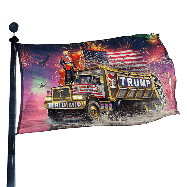 Trump DOGE Garbage Truck 2025 Flag - (Double Sided) maga trump