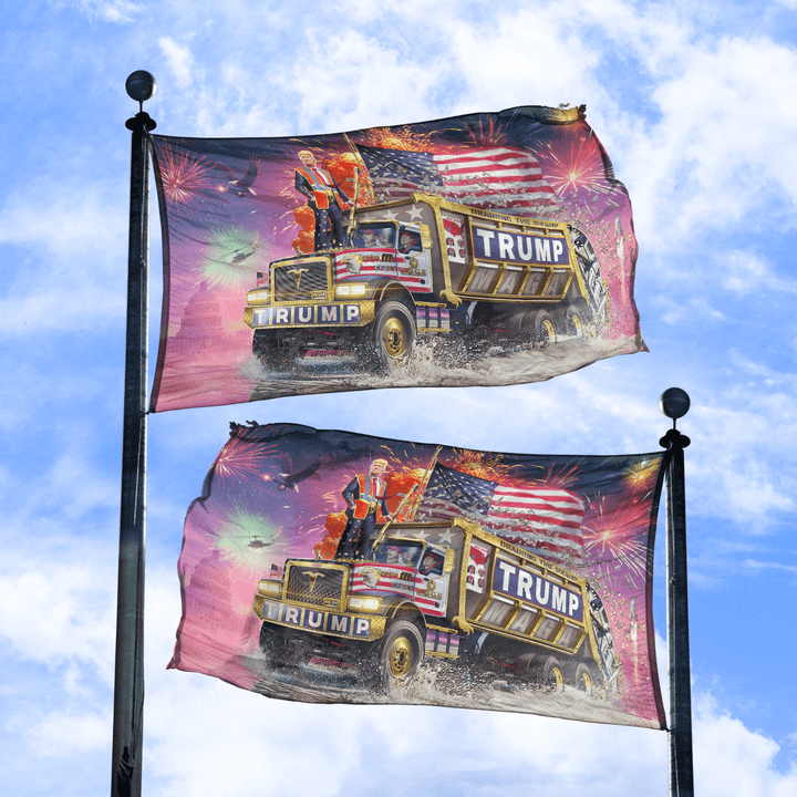 Trump DOGE Garbage Truck 2025 Flag - (Double Sided) maga trump