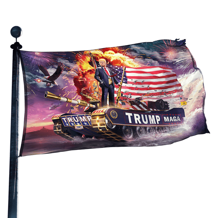 Trump Tank 2016 Re-mastered Flag - Double Sided maga trump