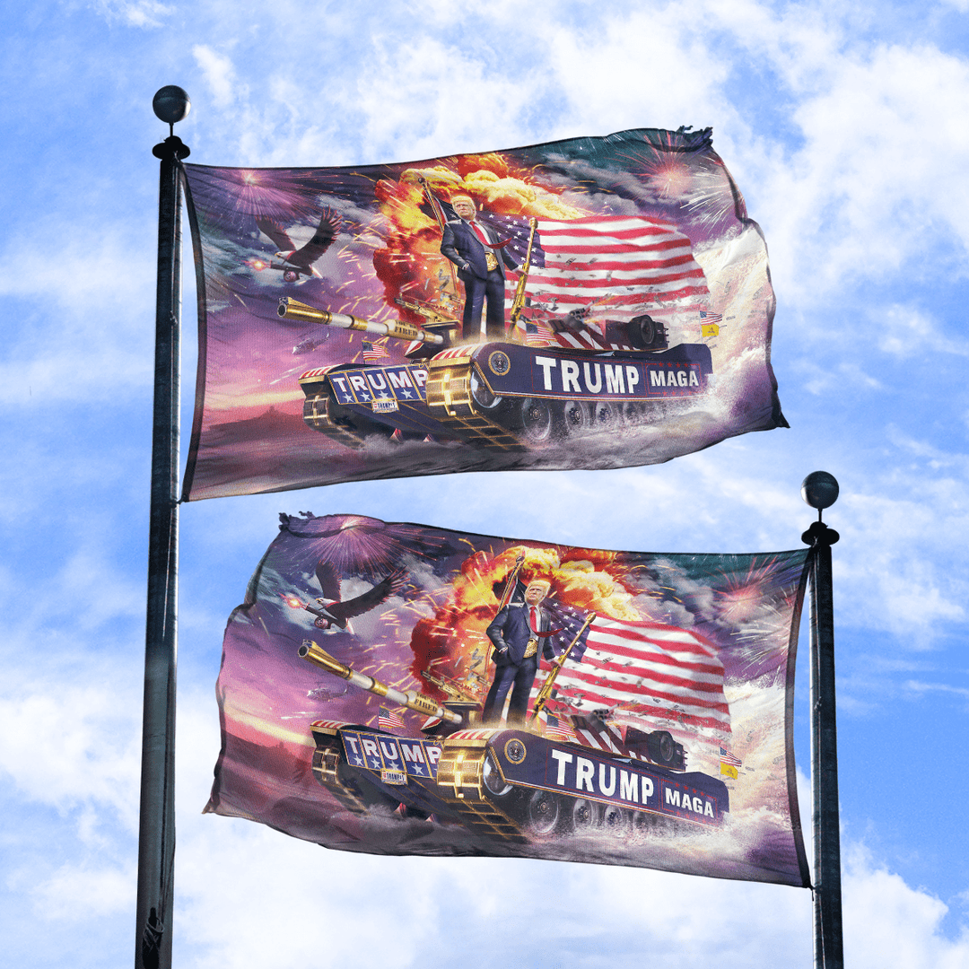 Trump Tank 2016 Re-mastered Flag - Double Sided maga trump