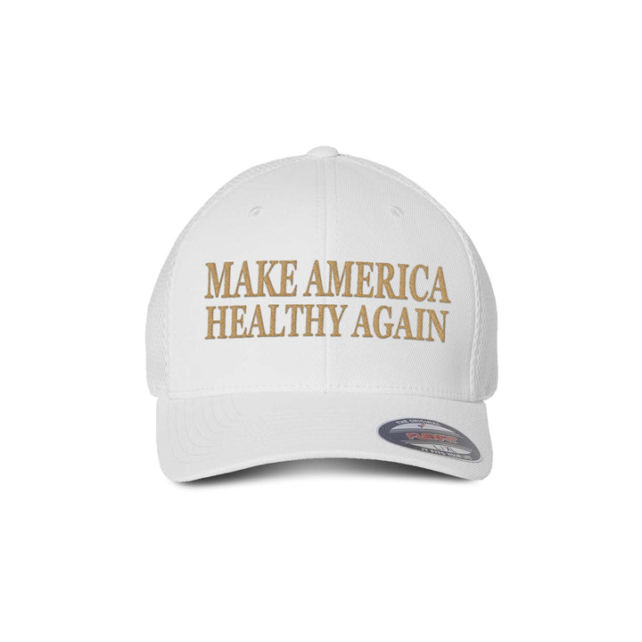 Ultrafiber Mesh Cap / White/Gold / S/M Make America Healthy Again Hat V2 maga trump