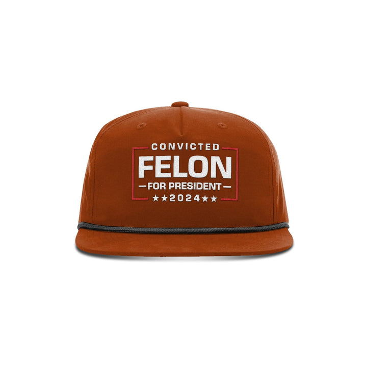 Umpqua Snapback Cap / Dark Orange/ Black Felon For President Umpqua Rope Hat maga trump