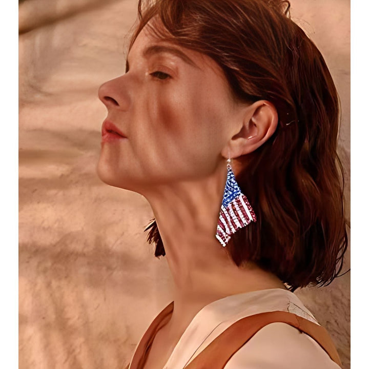 USA Flag Drop Dangle Earrings maga trump