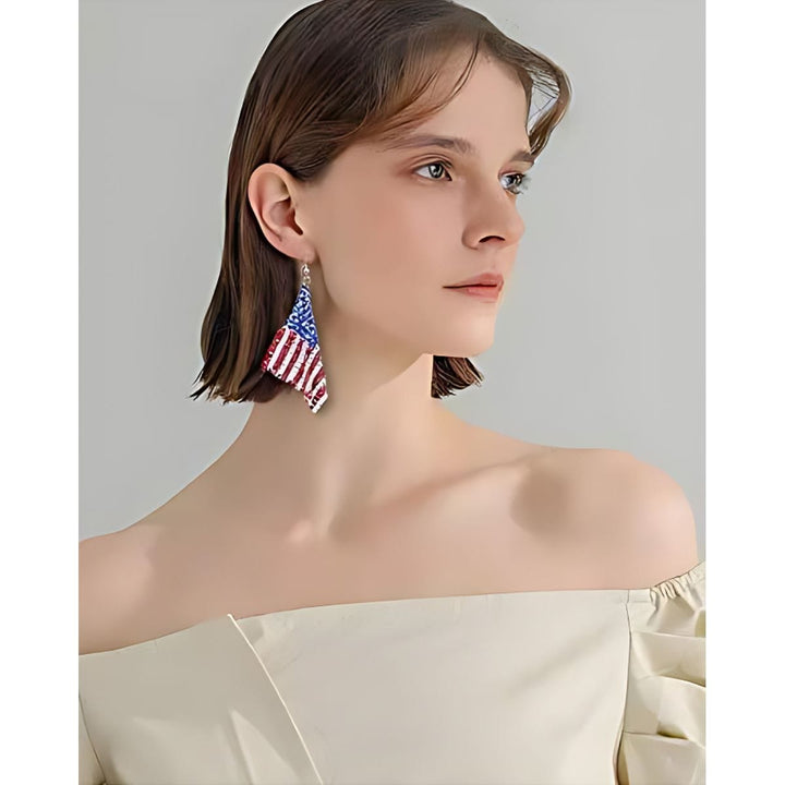 USA Flag Drop Dangle Earrings maga trump