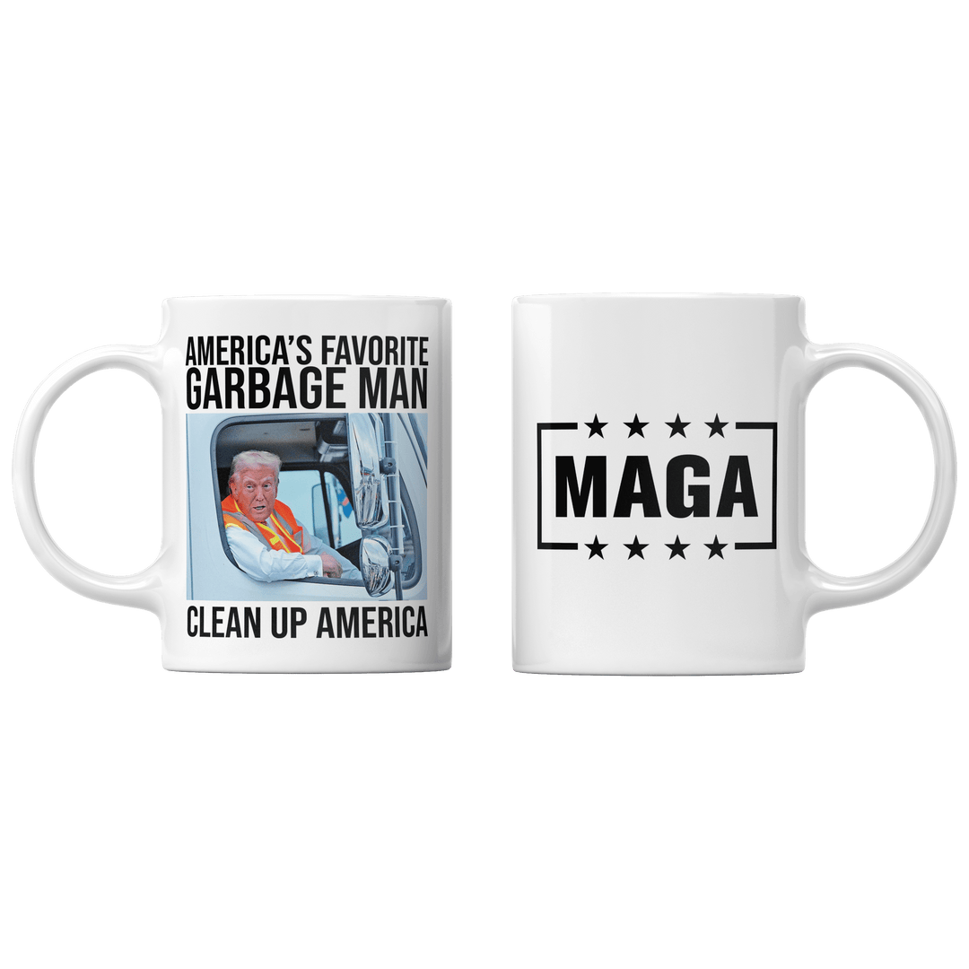 White America's Favorite Garbage Man - Clean Up America MUG maga trump