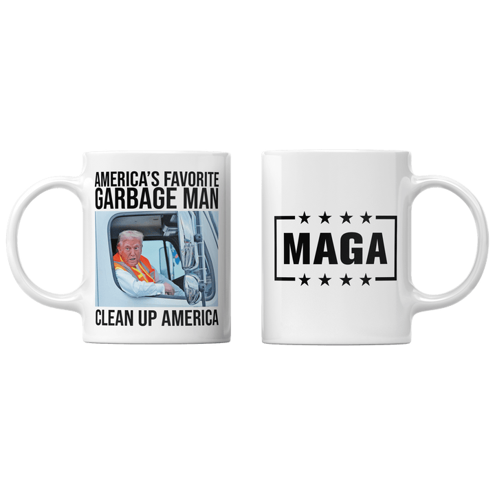 White America's Favorite Garbage Man - Clean Up America MUG maga trump