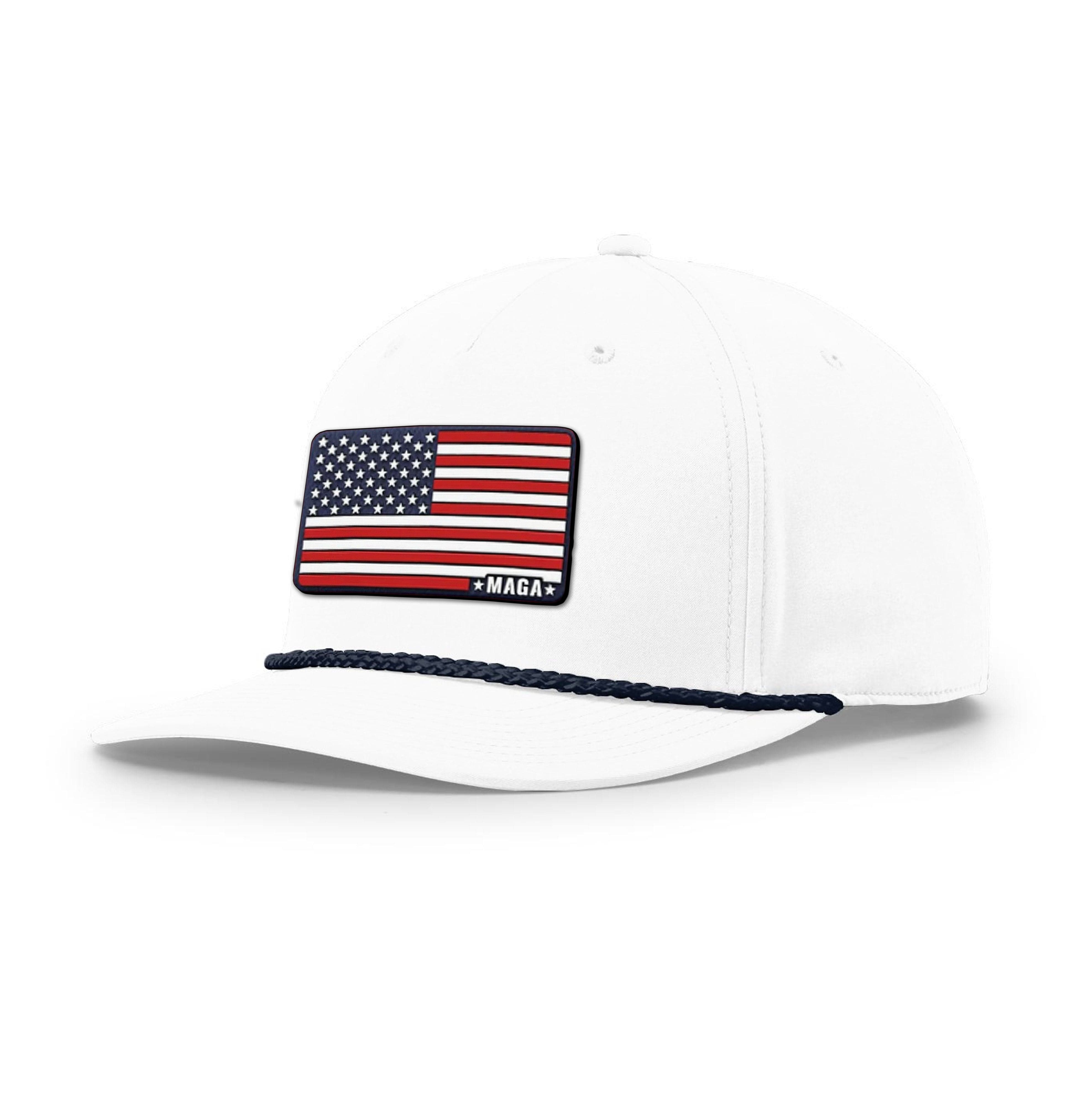 White/Navy Maga American Flag Rope Hat maga trump