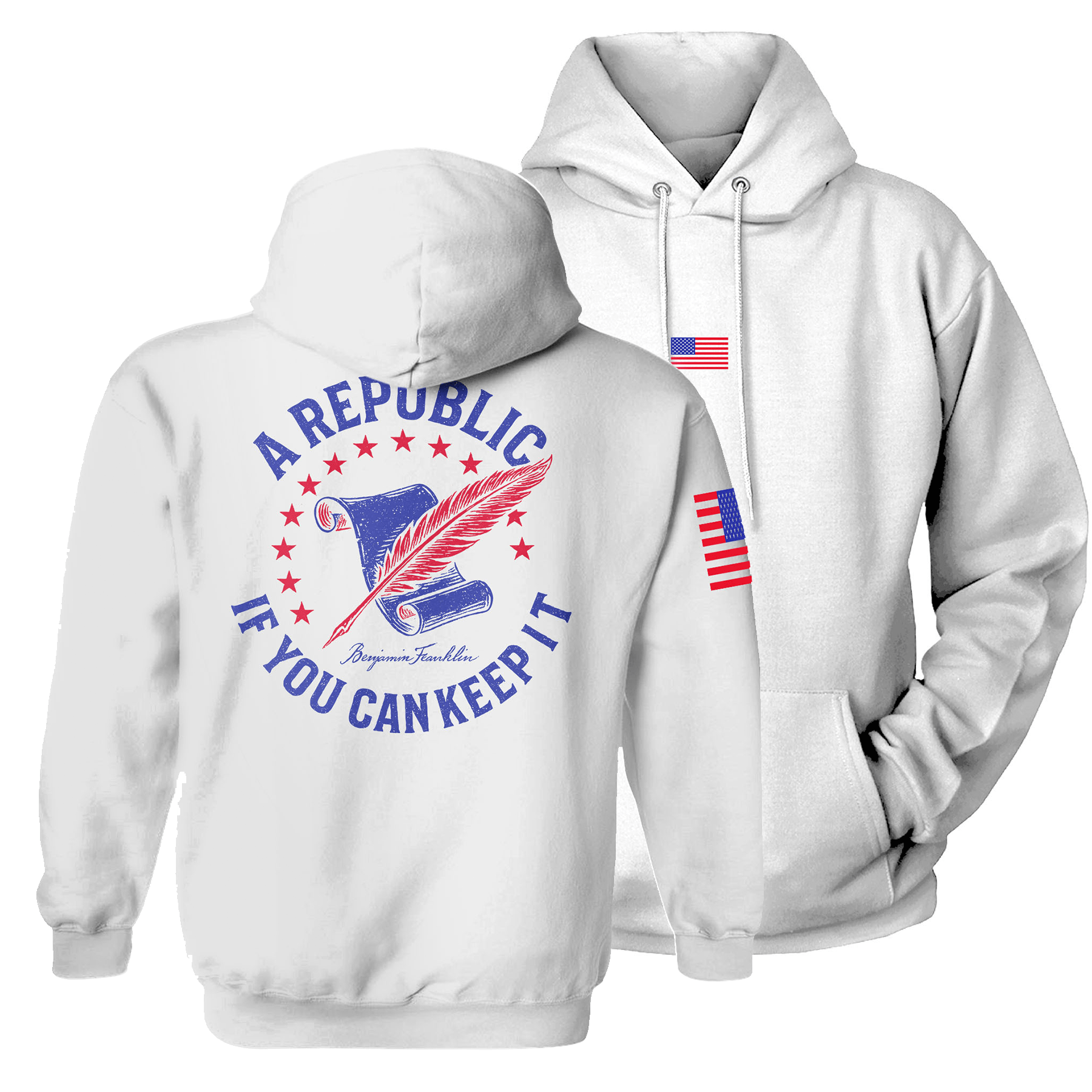 White / S A Republic if you can keep it Hoodie maga trump