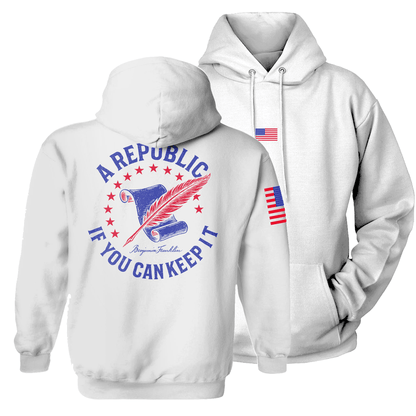 White / S A Republic if you can keep it Hoodie maga trump