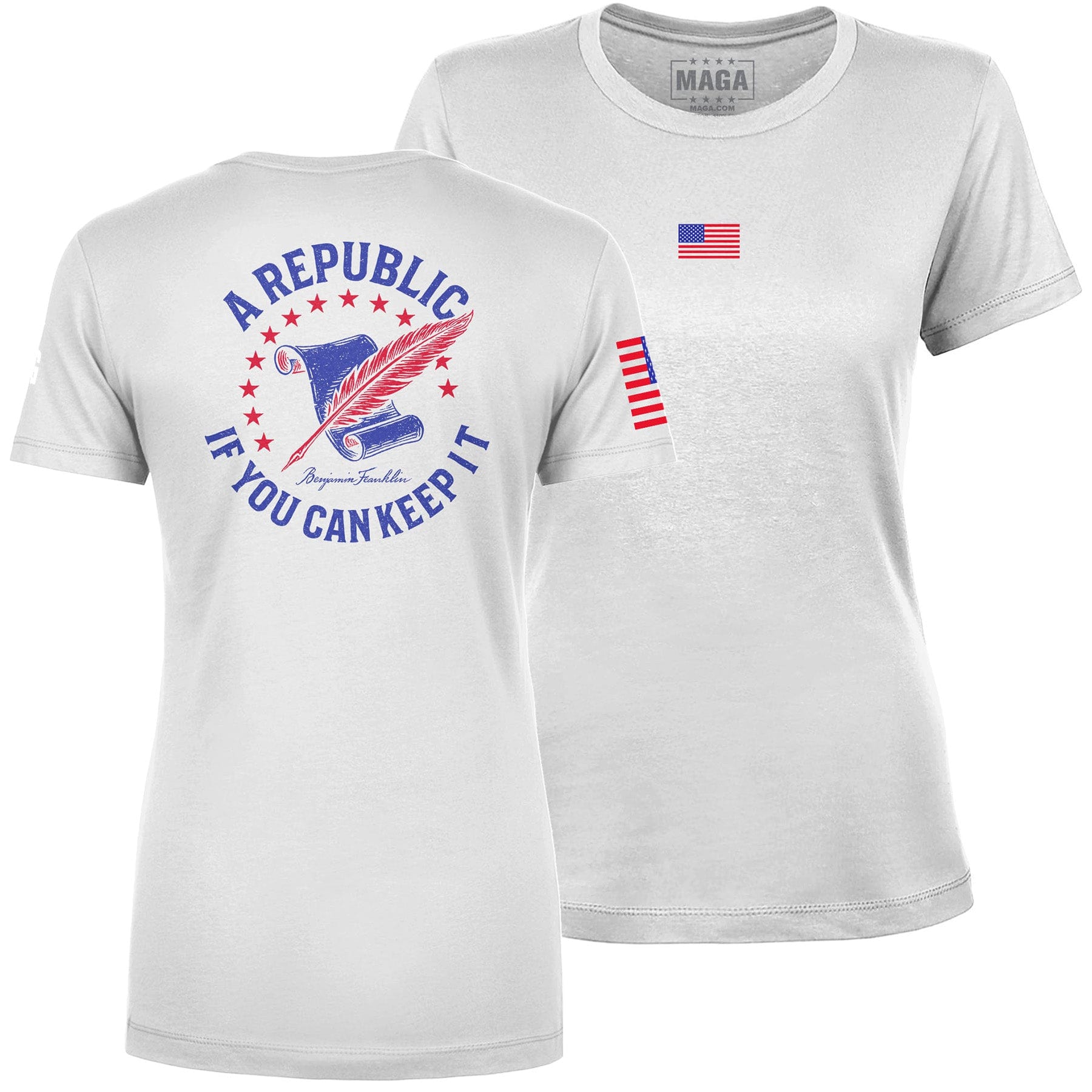 White / S A Republic if you can keep it Ladies Tee maga trump