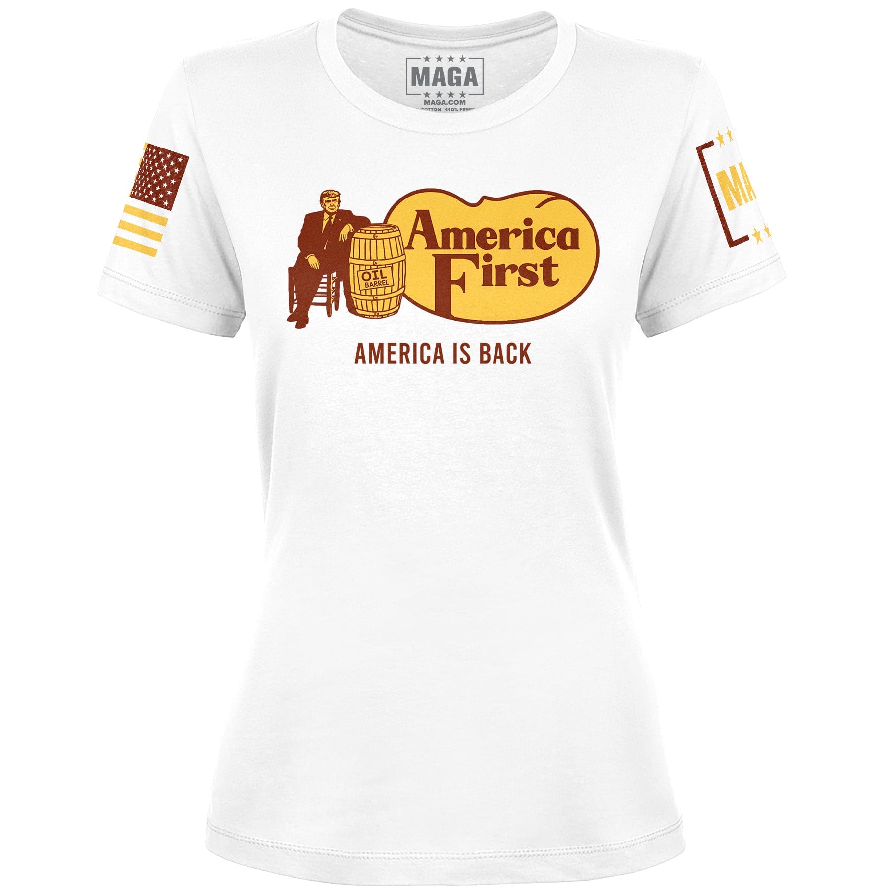 White / S America is Back Ladies Tee maga trump
