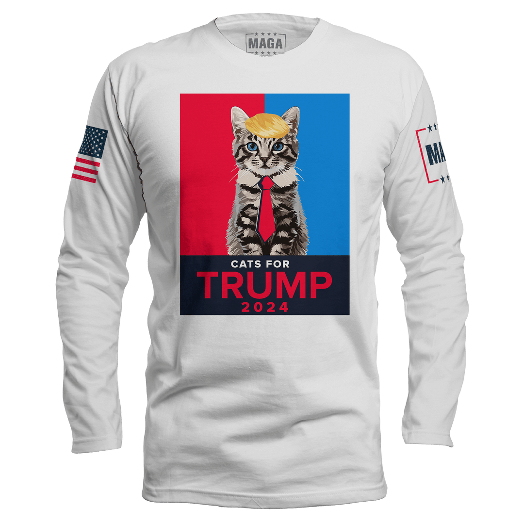 White / S Cats For Trump 2024 Long Sleeve maga trump