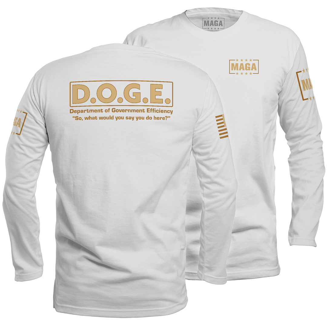 White / S D.O.G.E Long Sleeve maga trump