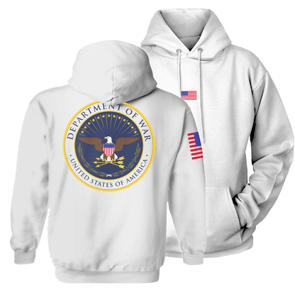 White / S Department of War Hoodie maga trump