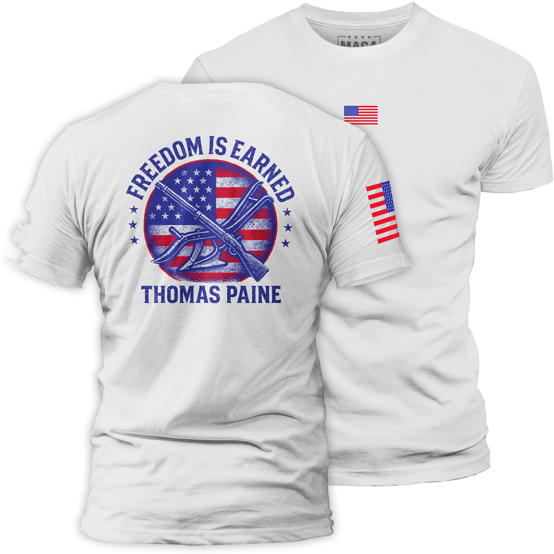 White / S Freedom is Earned maga trump