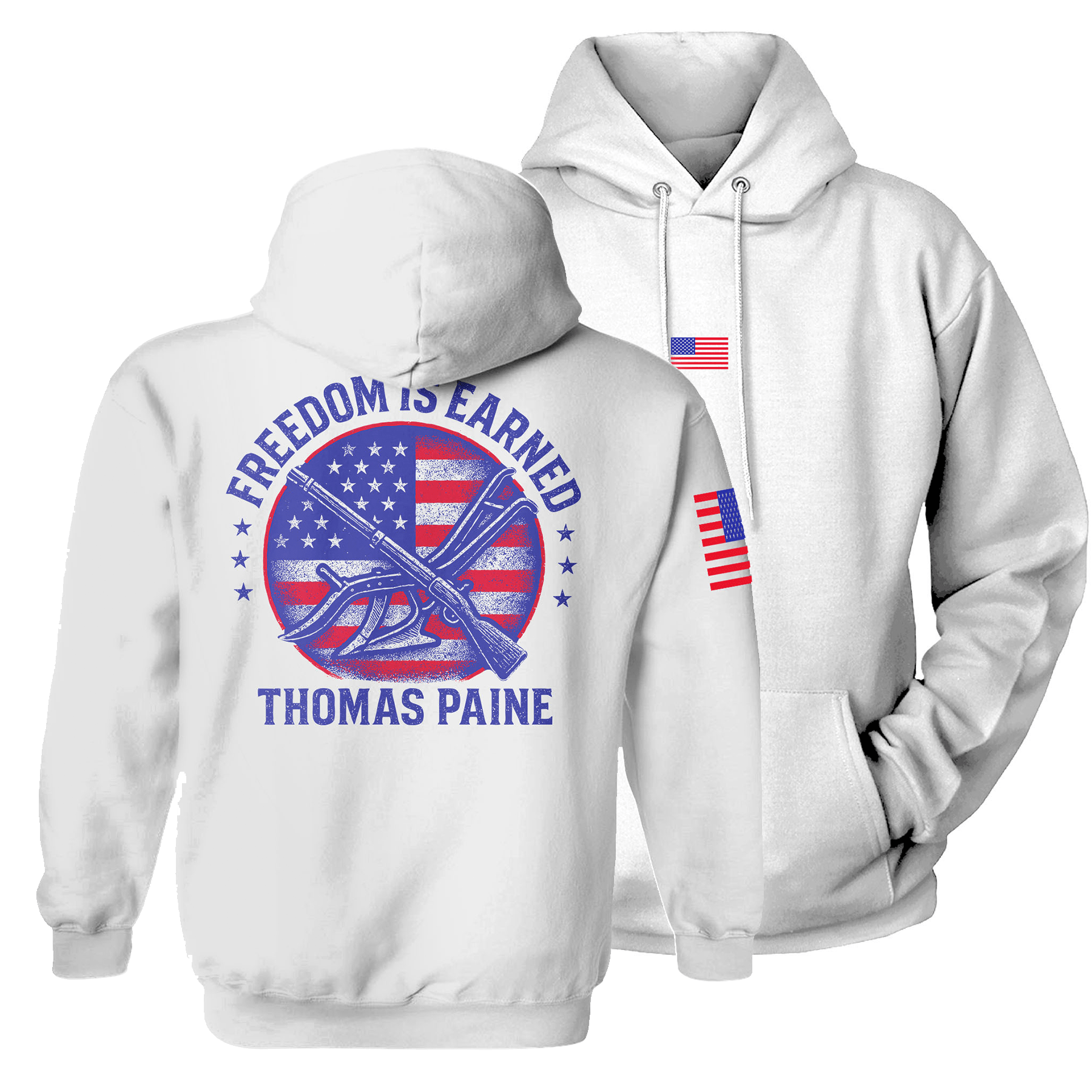 White / S Freedom is Earned Hoodie maga trump