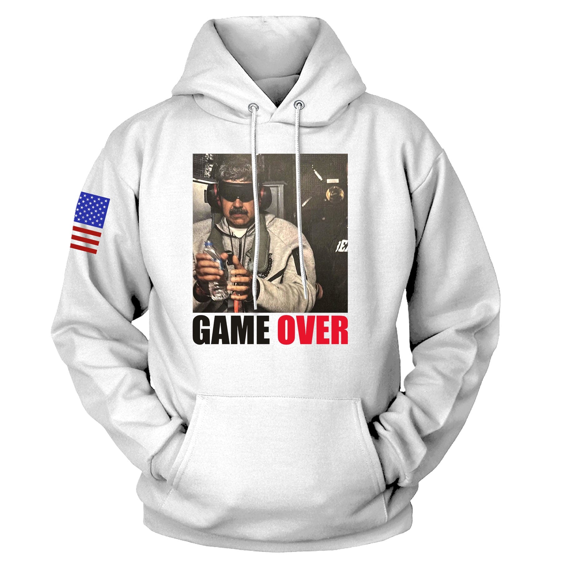 White / S Game Over Hoodie maga trump