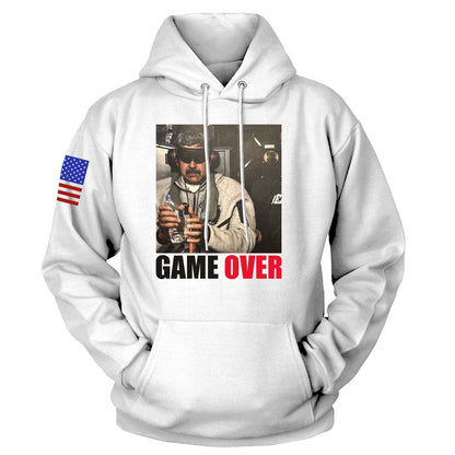 White / S Game Over Hoodie maga trump