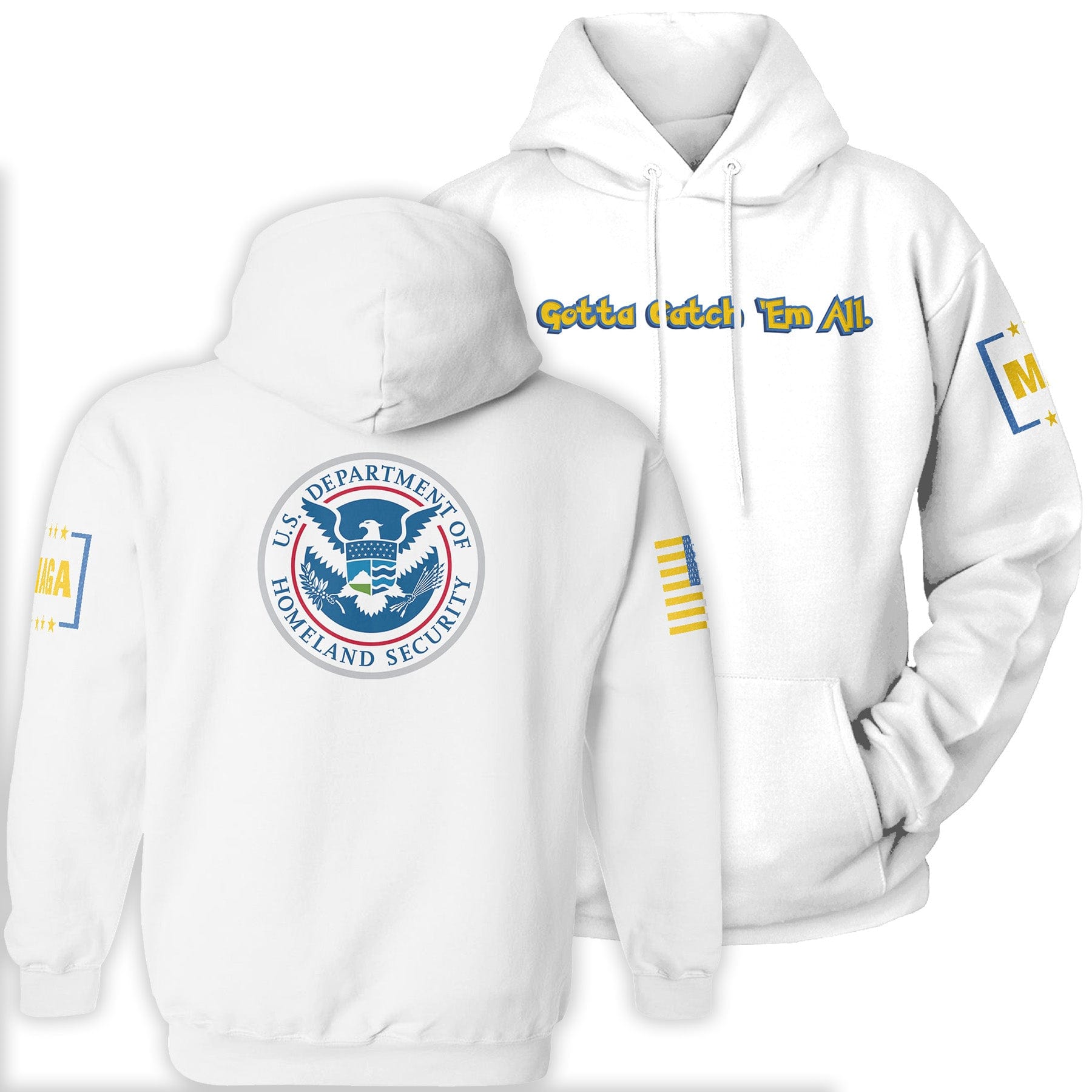 White / S Gotta Catch 'Em All Hoodie maga trump