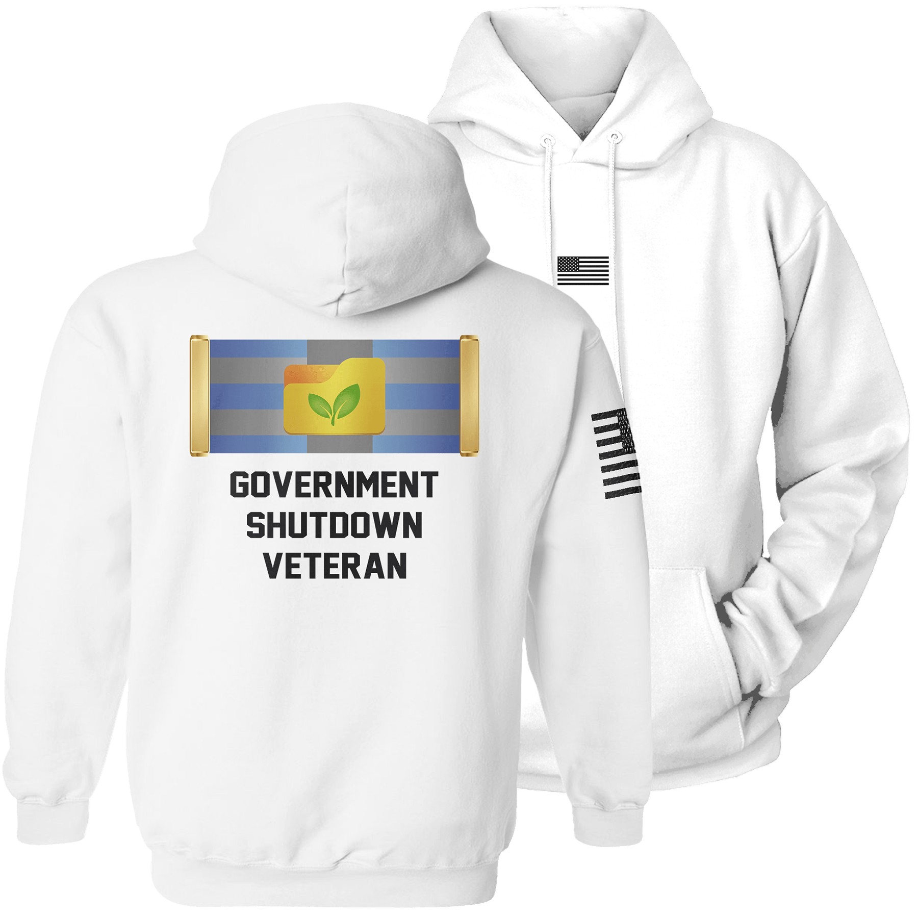 White / S Government Shutdown Veteran Hoodie maga trump