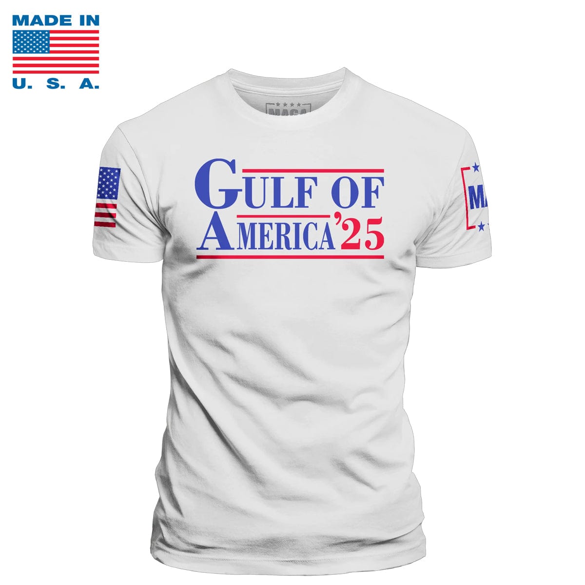 White / S Gulf of America '25 Made in the USA maga trump