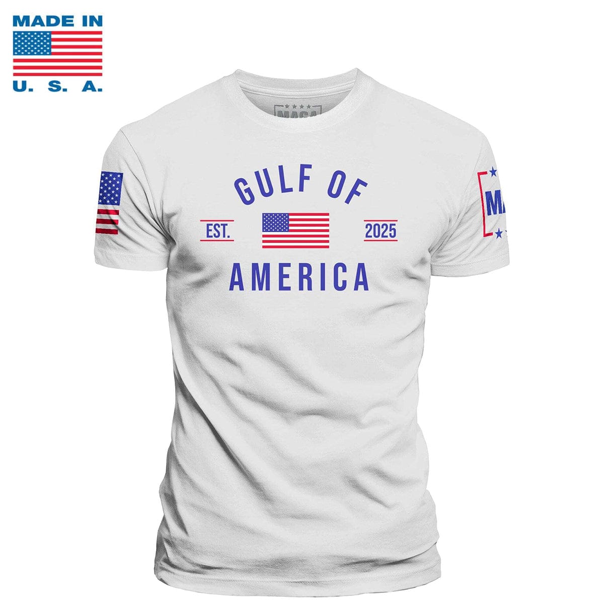 White / S Gulf of America EST 2025 Made in the USA maga trump