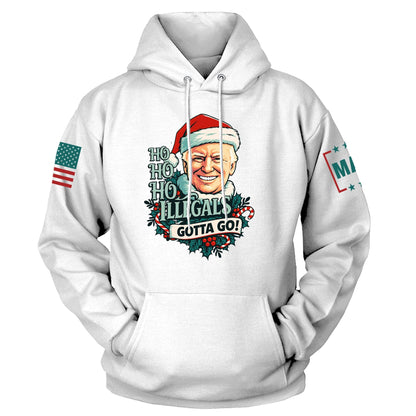 White / S Ho Ho Ho Illegals Gotta Go Hoodie maga trump