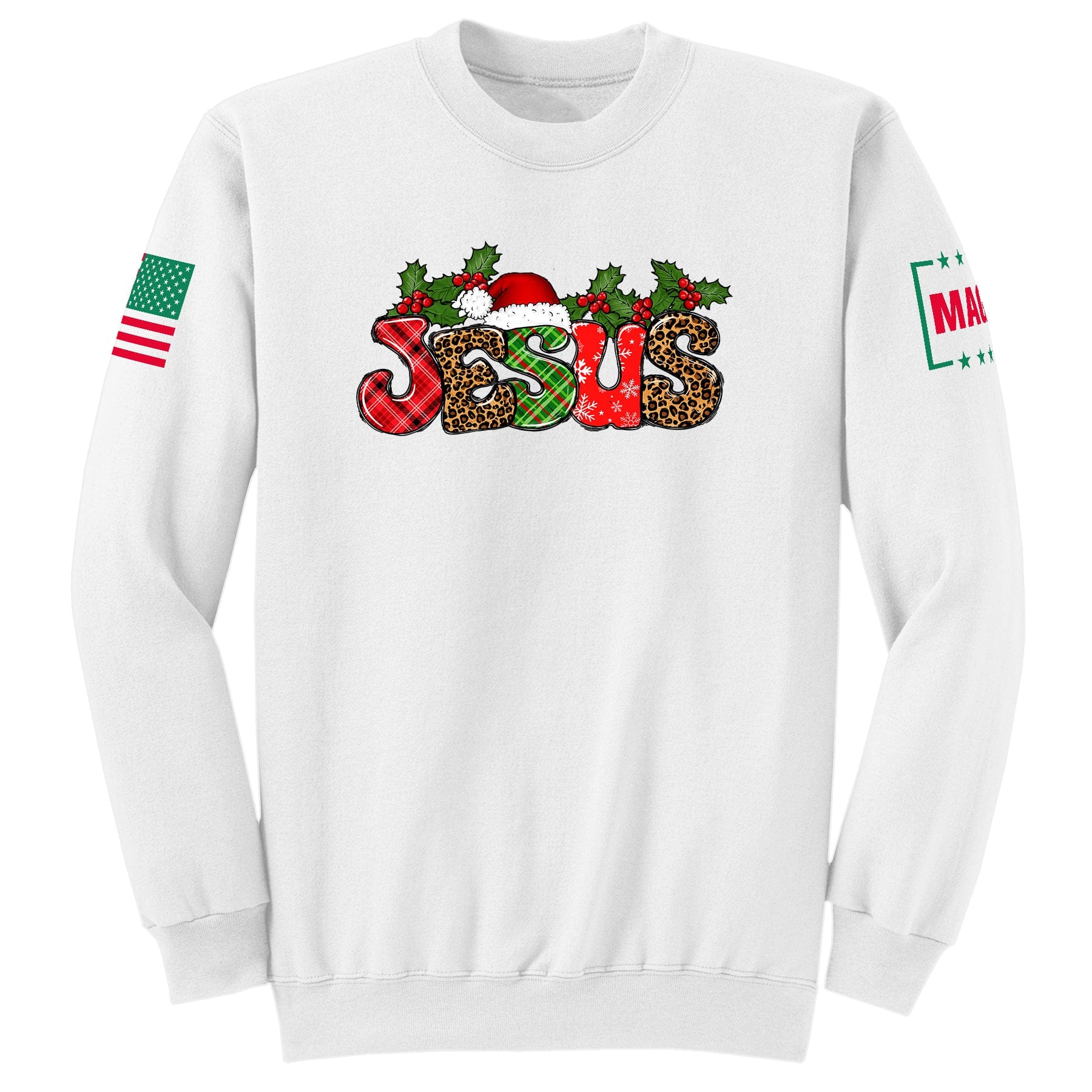 White / S Jesus Christmas Sweatshirt maga trump