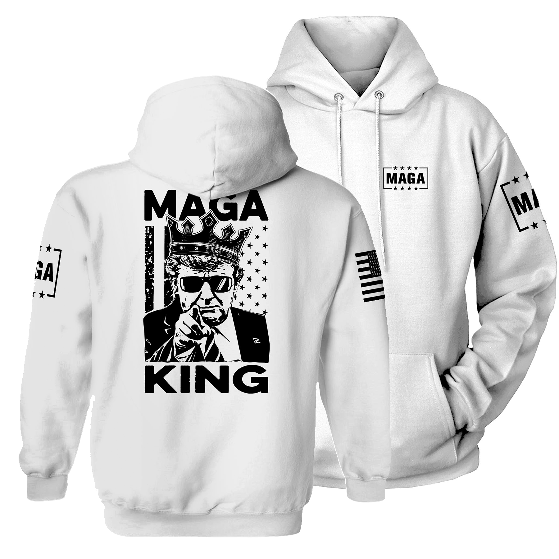 White / S MAGA King Back Print Hoodie maga trump