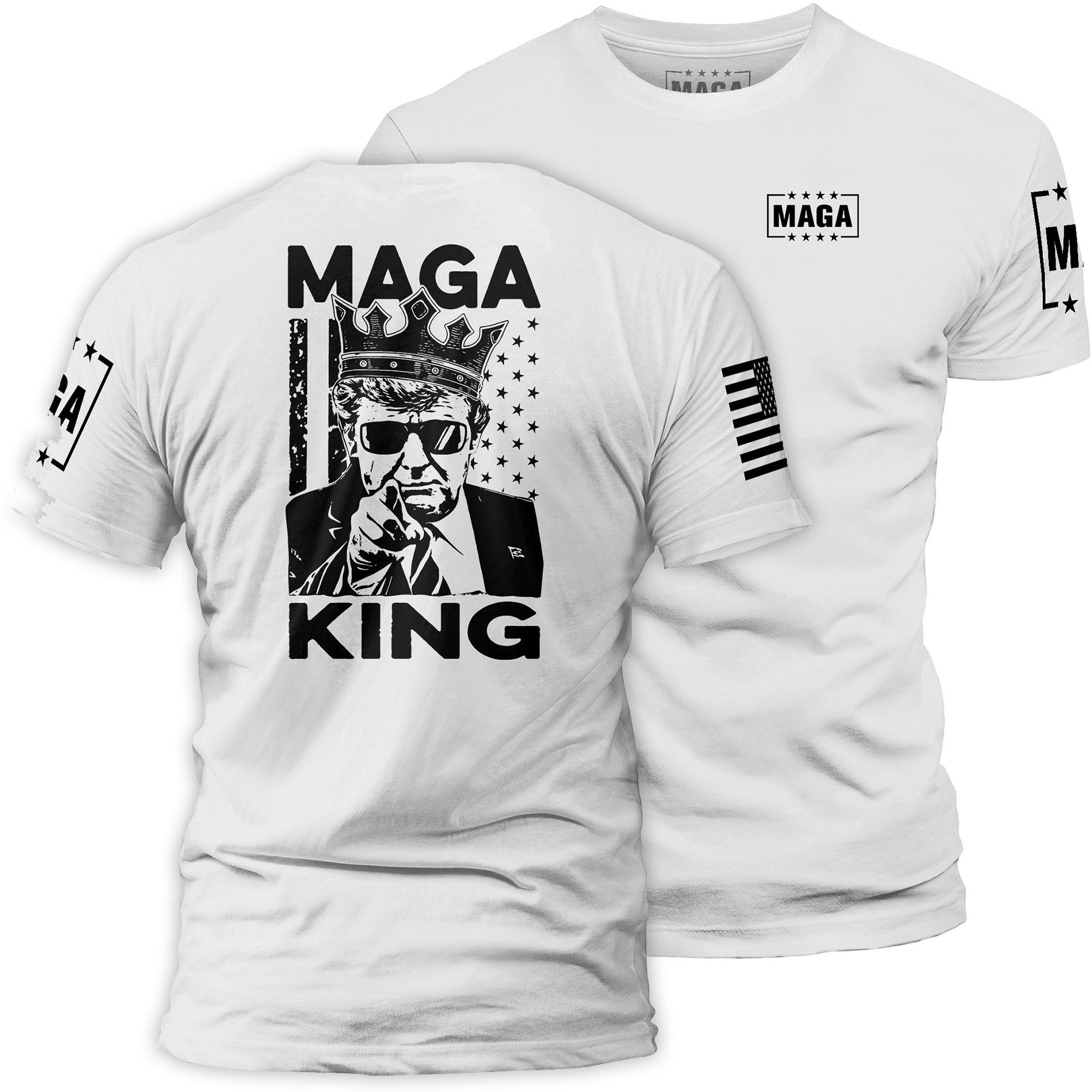 White / S MAGA King Back Print maga trump